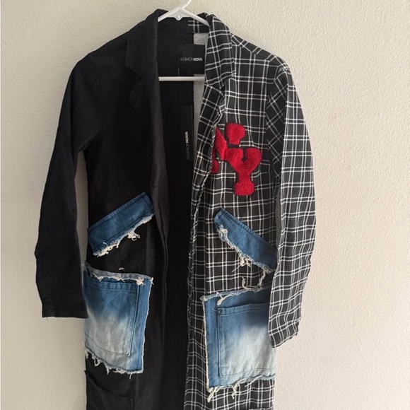 Fashion Nova Black and Blue Plaid Blazer - Picture 2 of 4